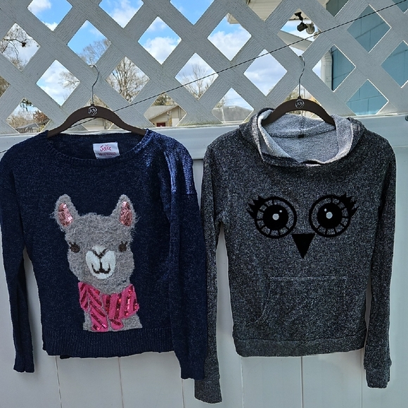 Justice Other - Set Of 2 Animal Sweaters - Llama and Owl Designs